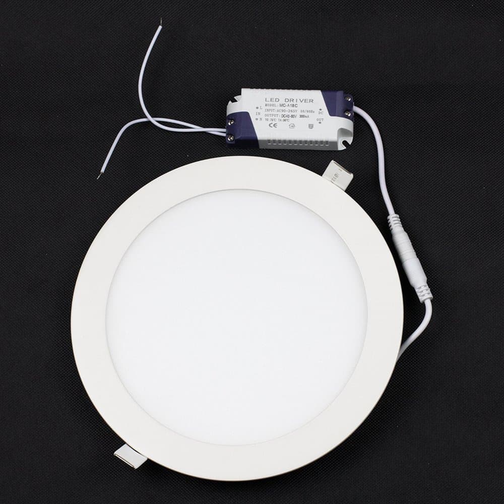 π LED Surface Recessed Ceiling Panel Down Lights Fixture Kit Mount Lamp Energy Saving Ultra Thin and Bright (Day white, 18W Round)