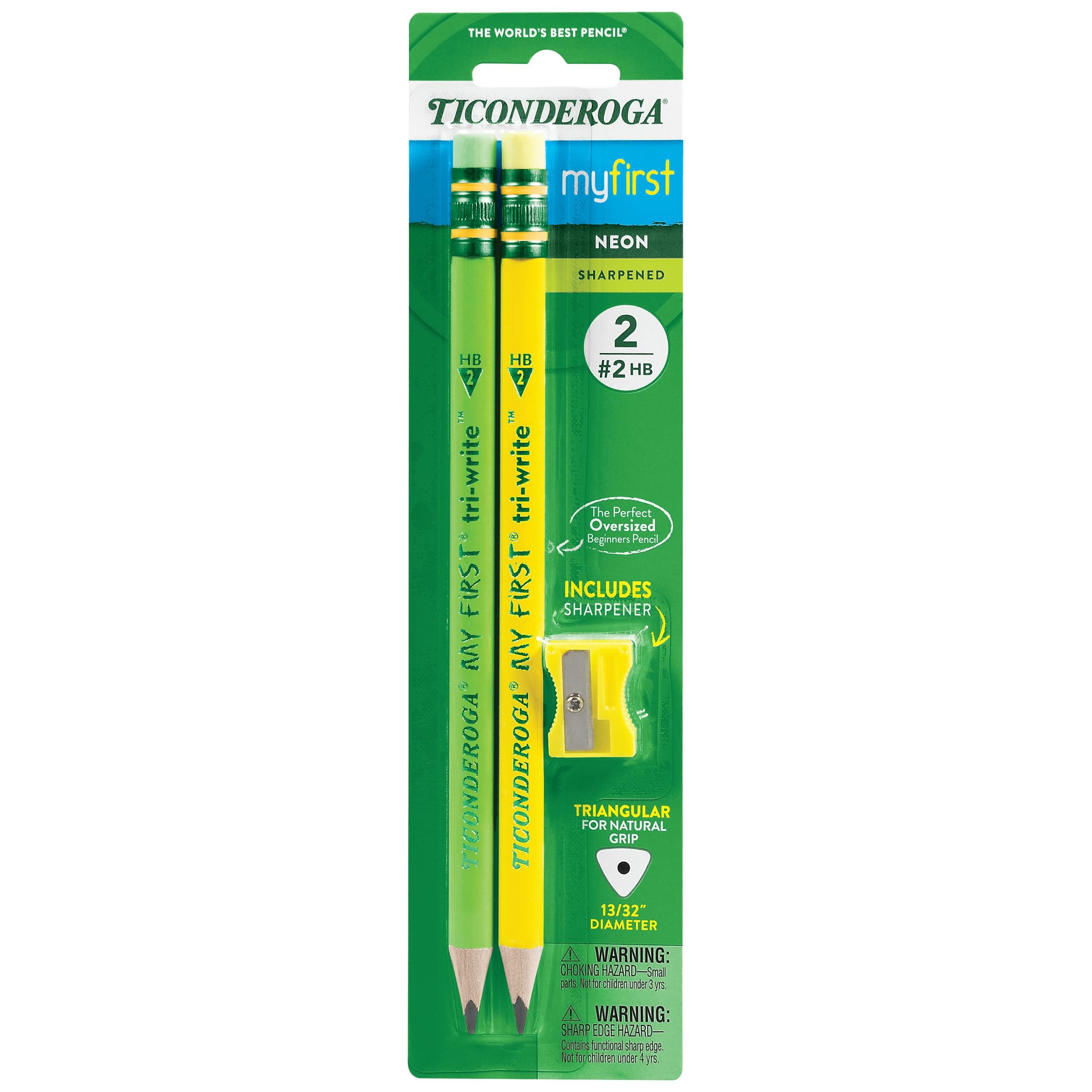 My First Tri-Write Wood-Cased Pencils, Neon Assorted, 2 Count