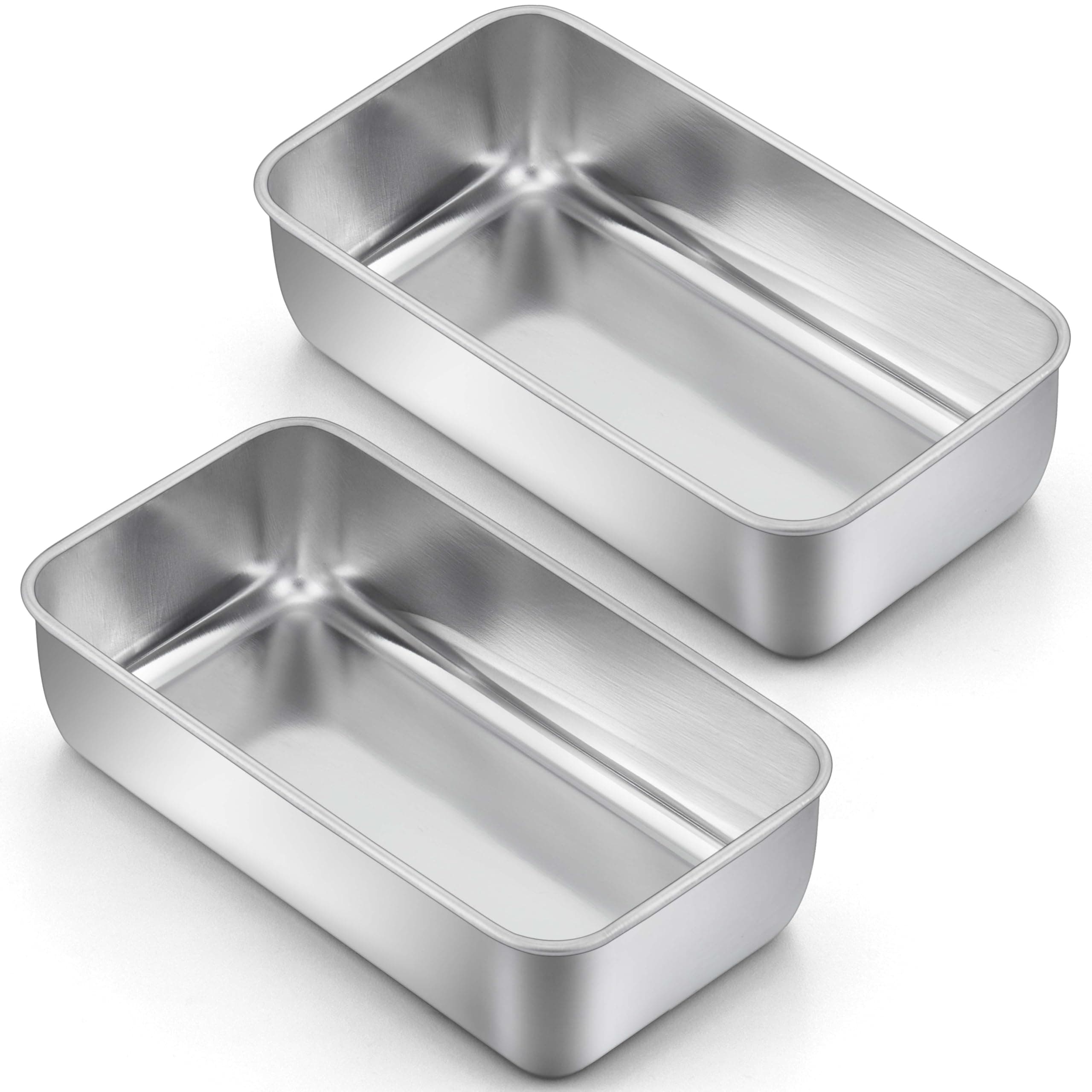 LIANYU 2 Pack Bread Loaf Pans for Baking Bread, 9x5Inch Stainless Steel Meatloaf Baking Pan, Loaf Tin for Homemade Banana Brownies and Pound Cakes, Dishwasher Safe