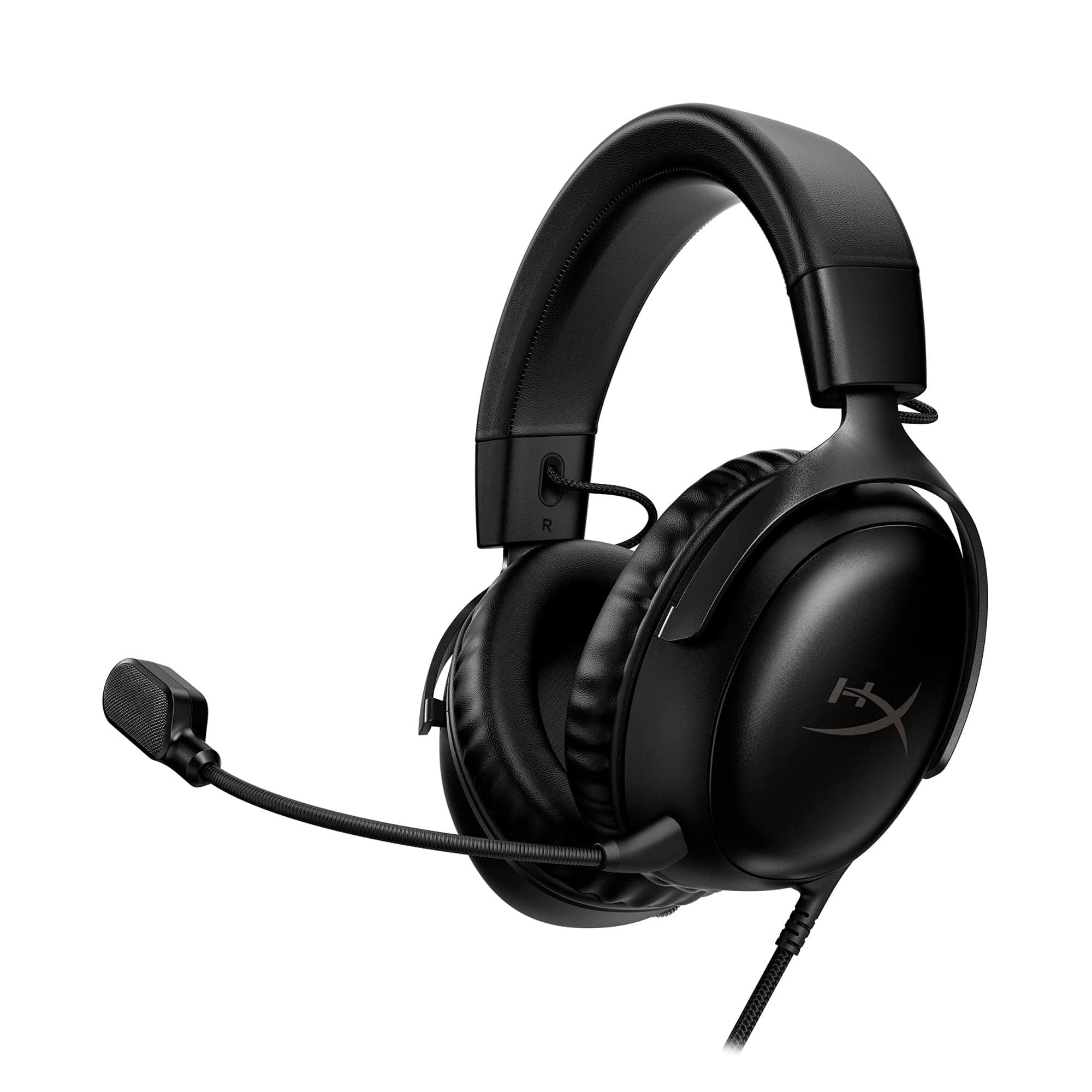 HyperX 727A8AA Cloud III – Wired Gaming Headset, PC, PS5, Xbox Series X|S, Angled 53mm Drivers, DTS, Memory Foam, Durable Frame, Ultra-Clear 10mm Mic, USB-C, USB-A, 3.5mm, Black