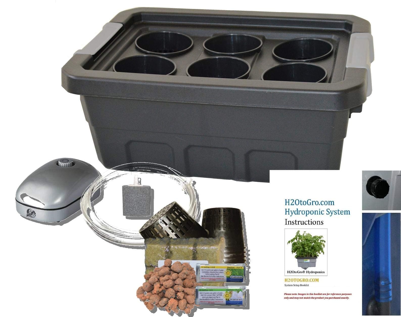 Complete Hydroponic System DWC BUBBLER kit H2OtoGro # 04St-6