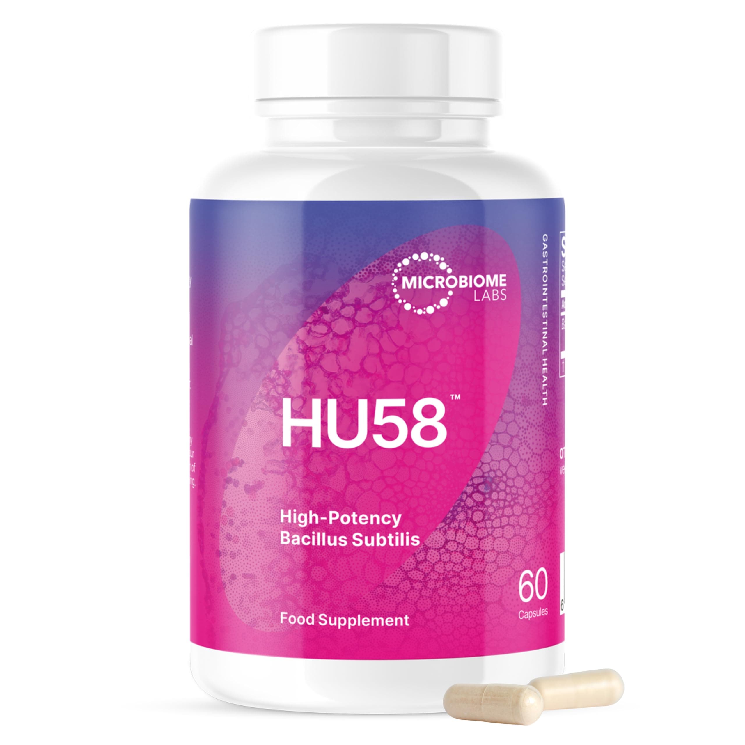 Microbiome Labs HU58 – High-Potency Bacillus subtilis Spore Probiotic Supplement – Probiotics for Digestive Health & Gut Support, Ideal for Men & Women – 100% Survivability – 60 Vegan Capsules