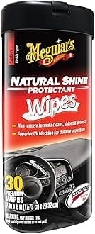 Meguiar's Natural Shine Protectant Wipes - 30 Full Size Car Care Wipes Clean and Protect Vinyl, Rubber, and Plastic Surfaces - Streak-Free Wipes with UV Protection and Leave a Satin, Non-Greasy Shine