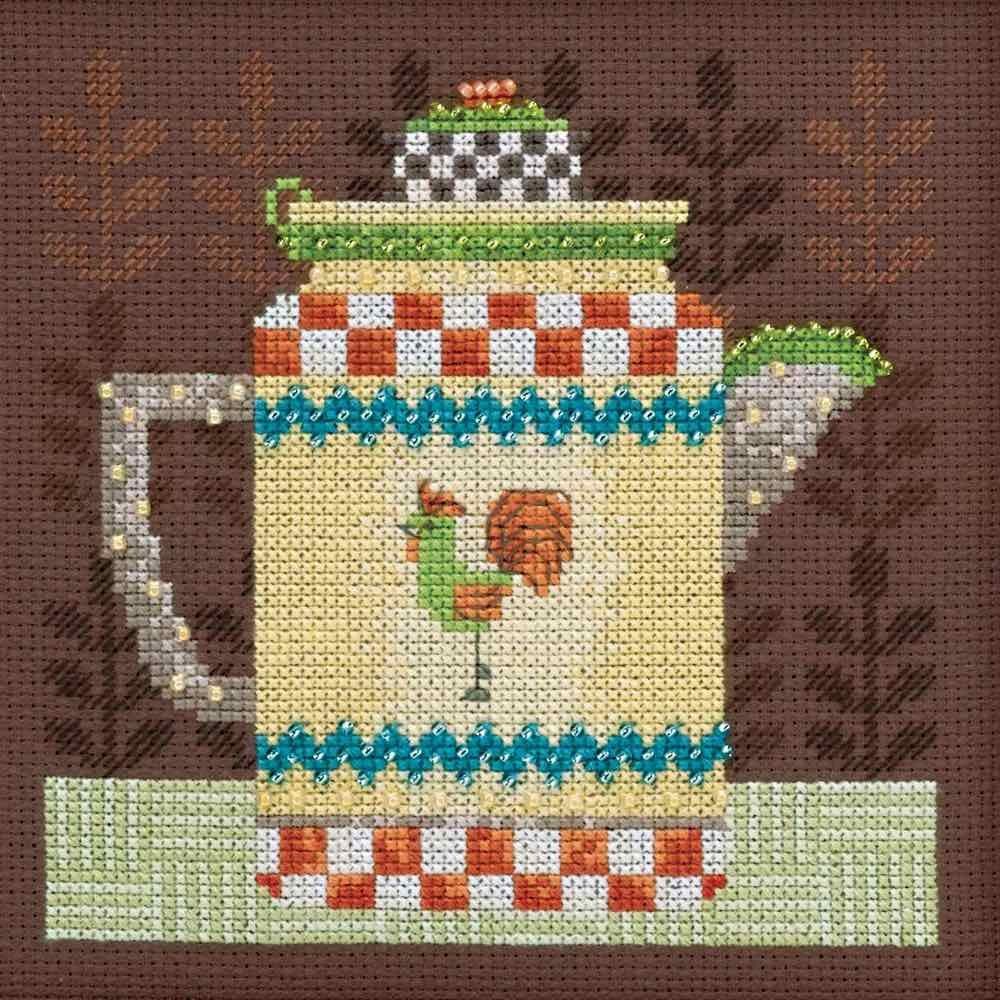 Coffee Pot Beaded Counted Cross Stitch Kit Mill Hill 2016 Debbie Mumm Good Coffee & Friends DM301611