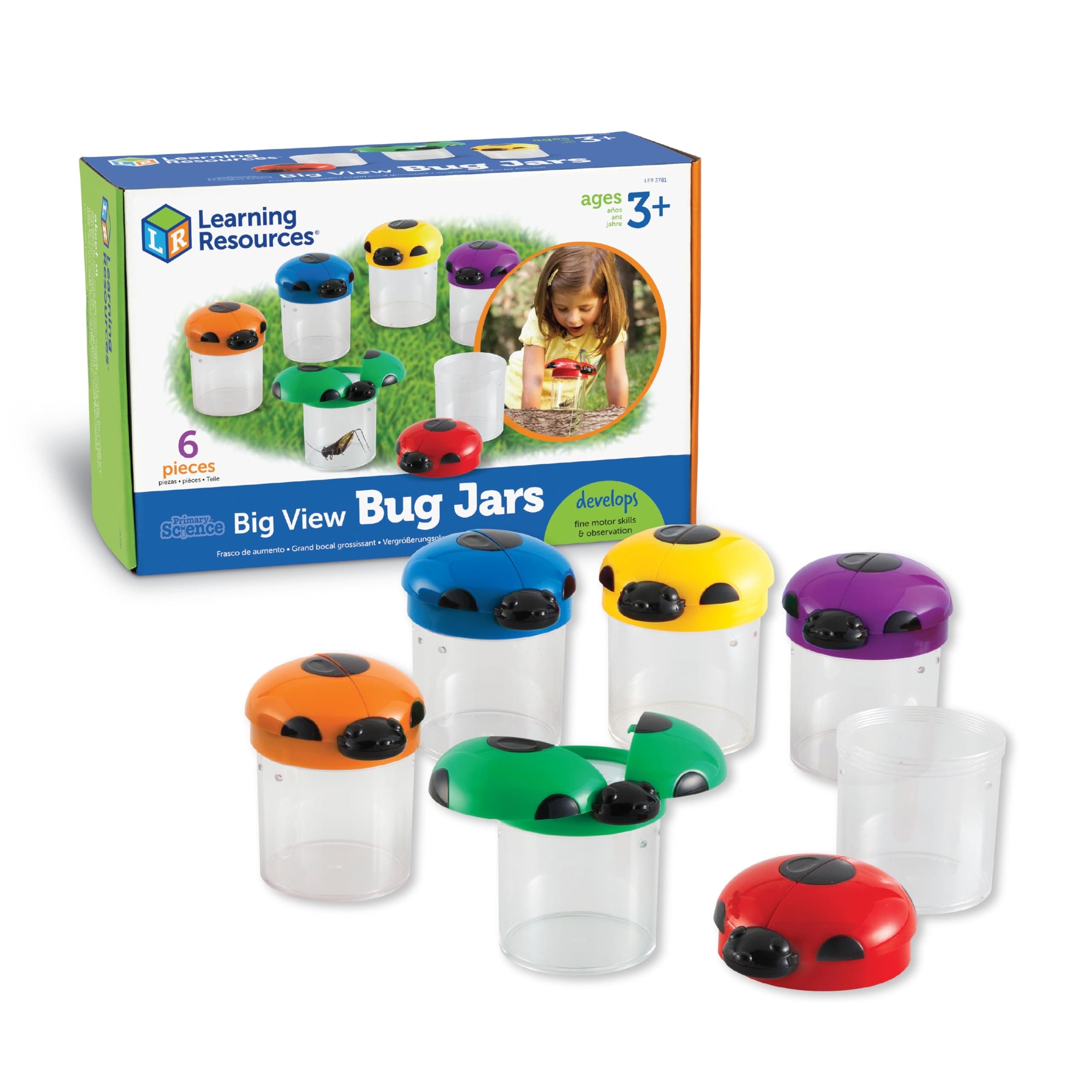 Learning Resources Primary Science Jumbo Bug Jars (Set of six)