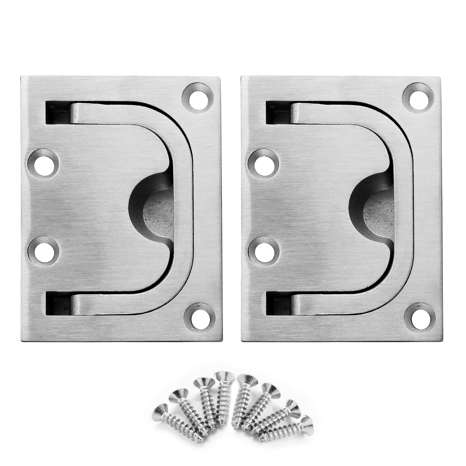2Pcs Marine Boat Ring Hatch Pull Handle, Flush Mount Cabinet Pulls Recessed Trap Door Handle 316 Stainless Steel Hidden Furniture Pull for Deck Drawer(Big Size)