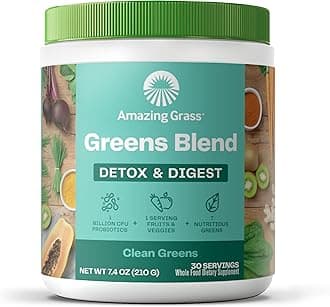 Greens Blend Detox & Digest: Cleanse with Super Greens Powder, Beet Root Powder, Digestive Enzymes, Prebiotics & Probiotics, Clean Green, 30 Servings (Packaging May Vary)