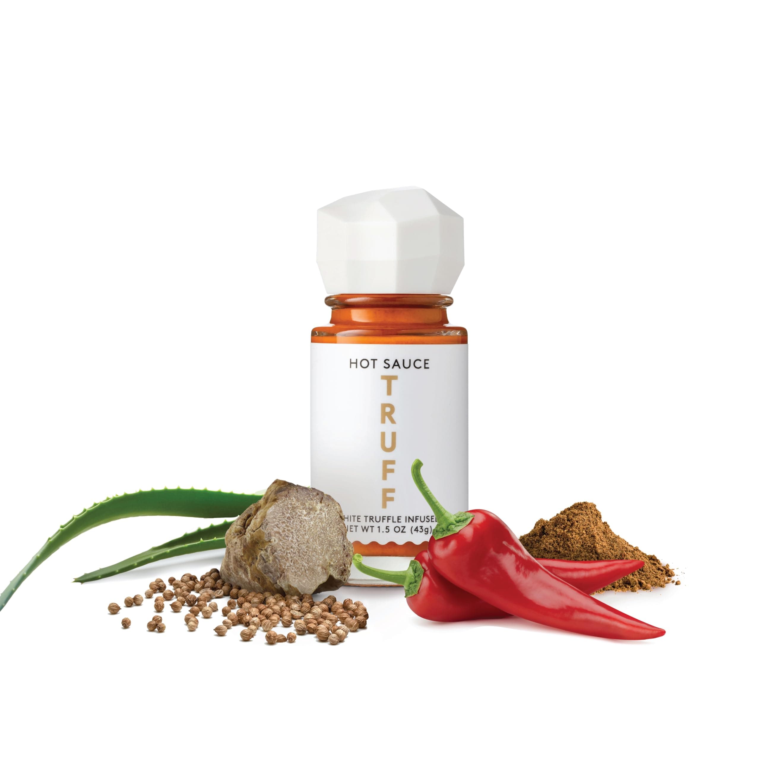 TRUFF White Truffle Hot Sauce 4-Pack Mini Set, Portable Travel Bottles, White Truffle and Red Chili Peppers with Coriander, Gift Idea for the Hot Sauce Fans, (1.5 oz, Pack of 4)