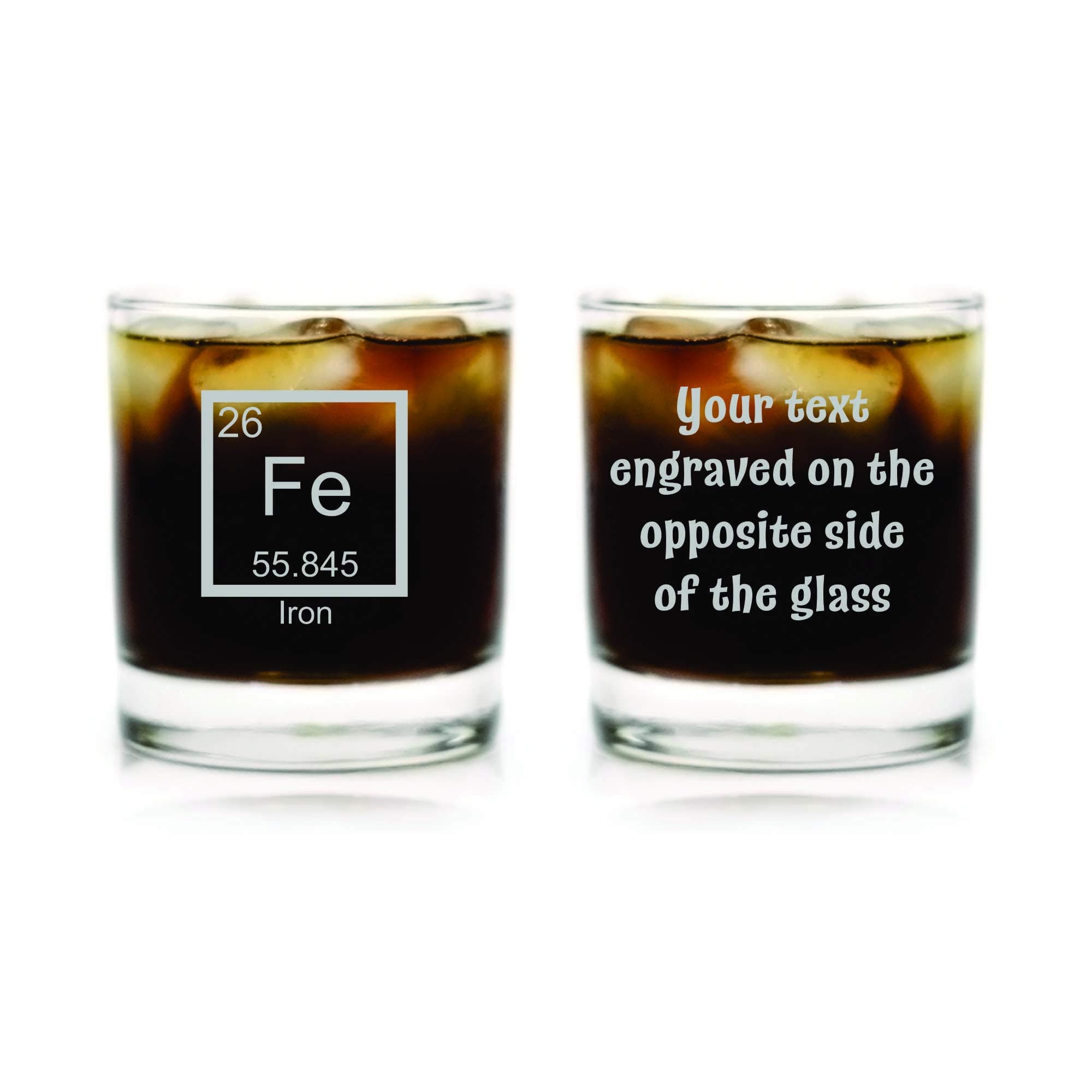 Double Sided Custom Engraved Iron 6th Anniversary Periodic Table of Element Rocks Glass