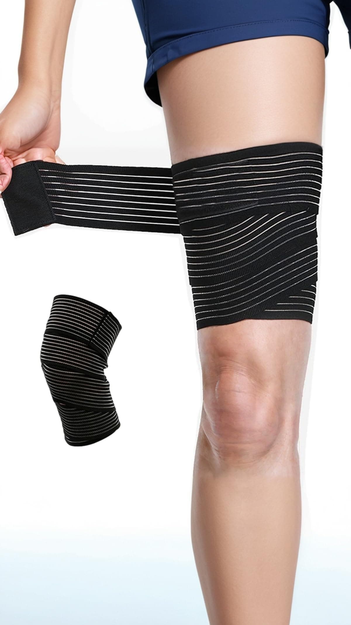Adjustable Thigh Support Compression Sleeve - Pain Relief for Thigh and Knee - Sports Compression Bandage for Running, Basketball, Tennis - One Size Fits Most - Men, Women