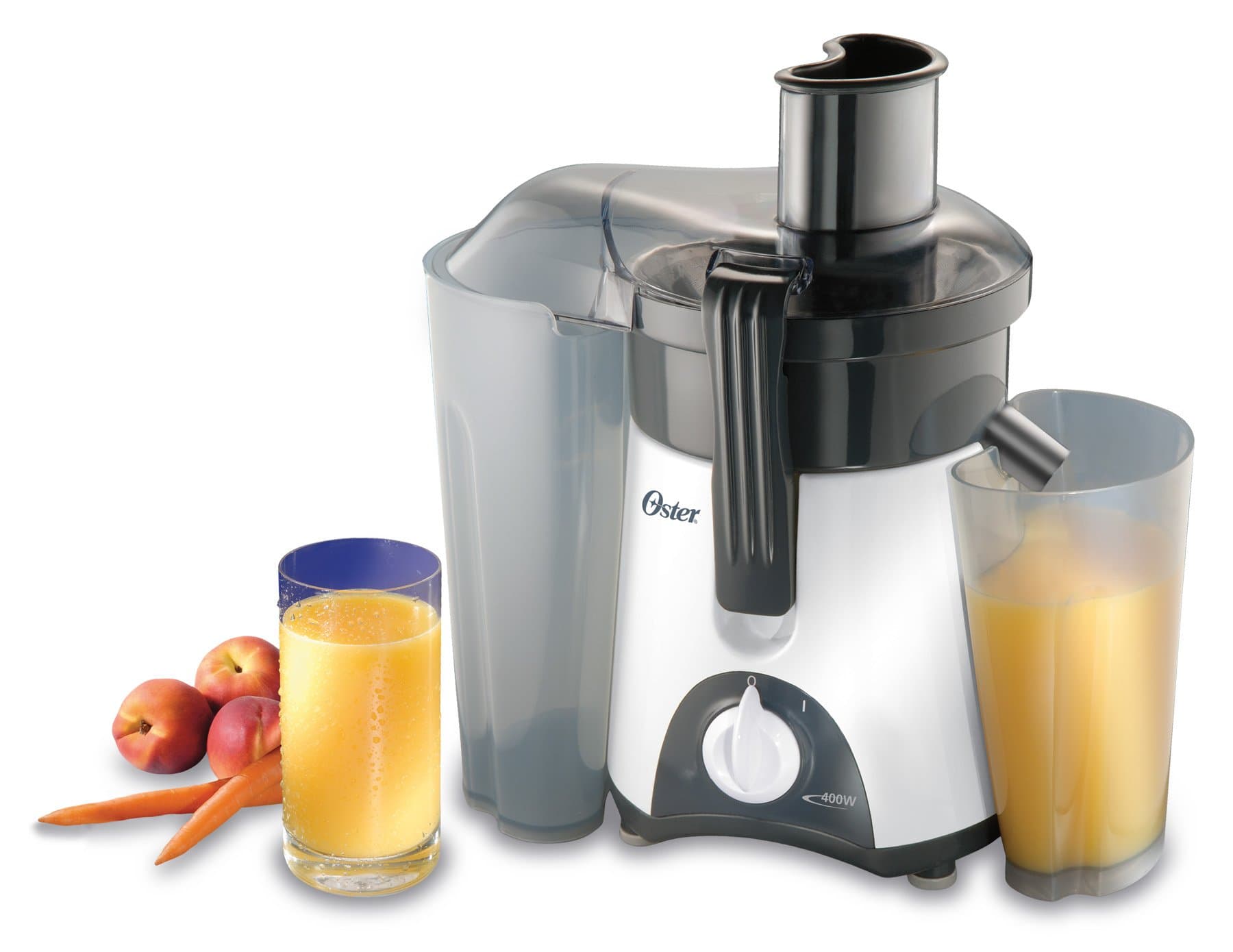 Oster 3157 400-Watt Single-Speed Juice Extractor, White/Grey