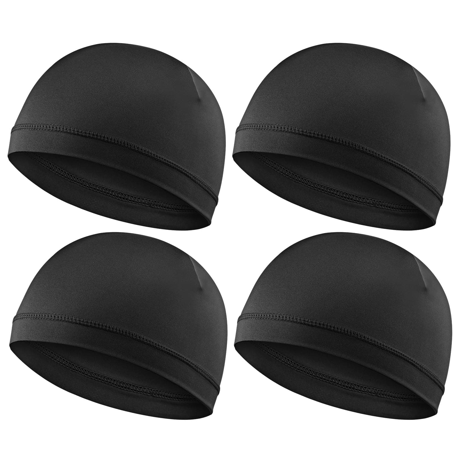WY LIGHTING LEVEL 4Pcs Wave Cap for Men Silky Durags Elastic Band Wave Caps for 360 540 720 Waves Soft Breathable Satin Durag Unisex Adults Kids Skullies Beanies Hats Shower Cap Black
