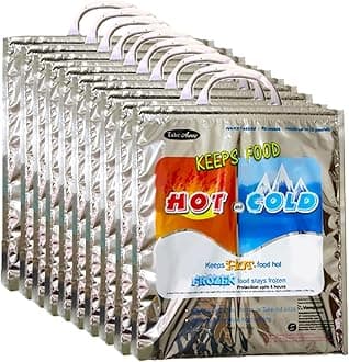 Take Away Hot and Cold Small Bag for Food Storage, Reusable Thermal Bag, Aluminium Foil bag (3 Layer Protection, Size – 35 x 30 cm) (Pack of 10 bags)
