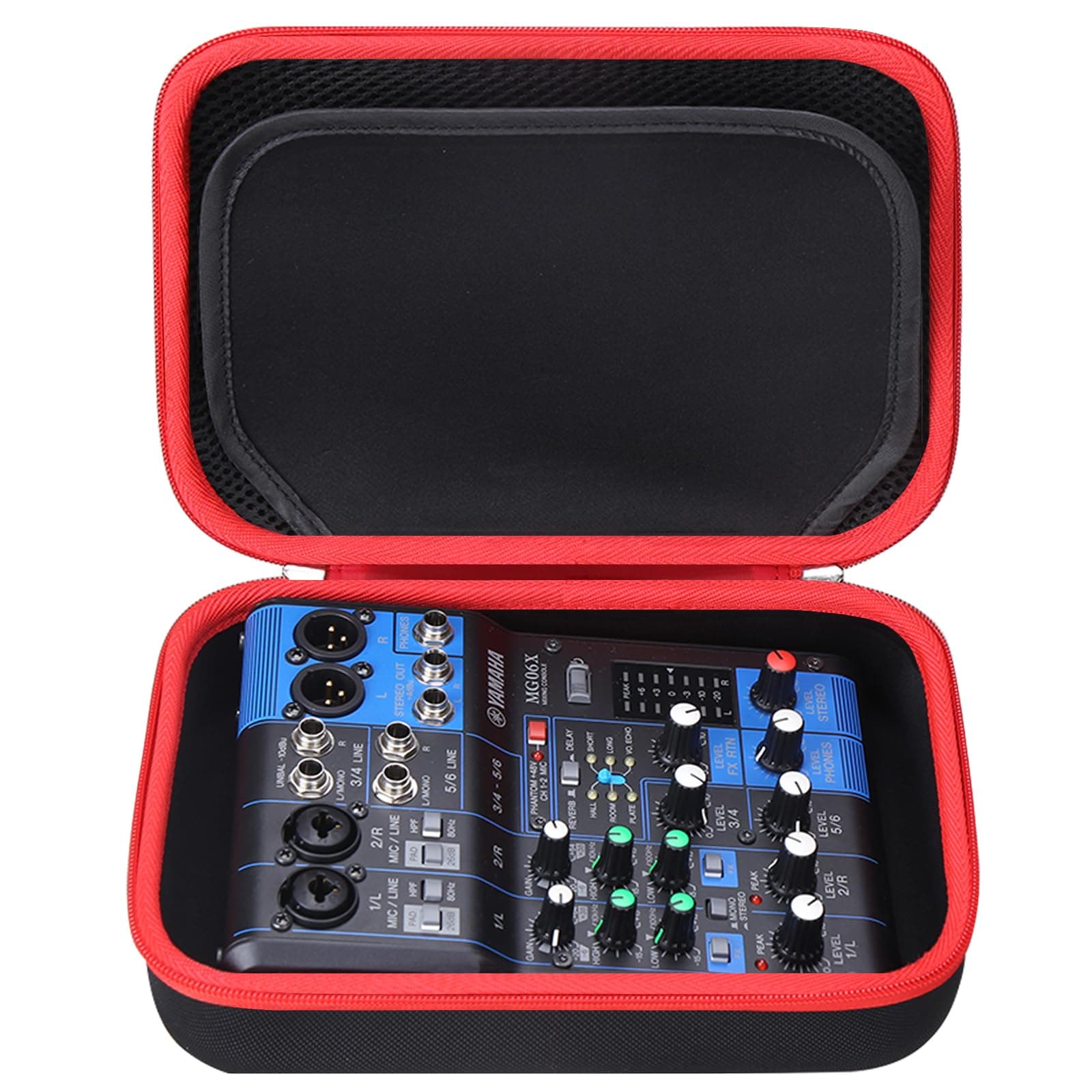 Hard Storage Case Compatible for YAMAHA MG06X/MG06 6-Input/AG03/AG03 MK 2/AG06MK 2 Stereo Mixer, Protective Hard Shell Carrying Bag(CASE ONLY) (Black+Red)