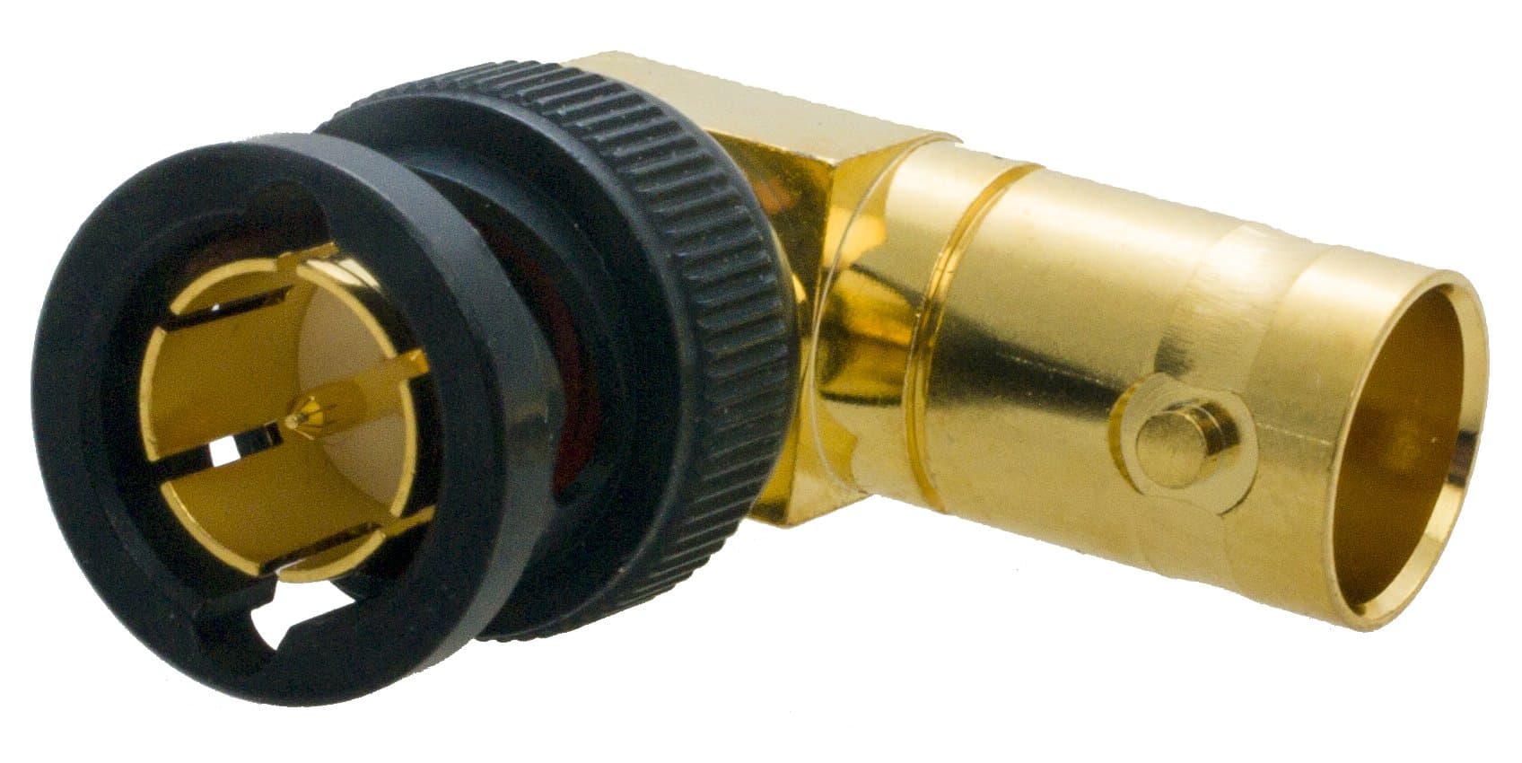 12G BNC Right Angle Plug to Jack Adaptor, True 75 Ohm