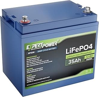 ExpertPower 12V 35Ah Lithium LiFePO4 Deep Cycle Rechargeable Battery | 2500-7000 Life Cycles & 10-Year Lifetime | Built-in BMS | Perfect for RV, Solar, Marine, Overland, Off-Grid Applications