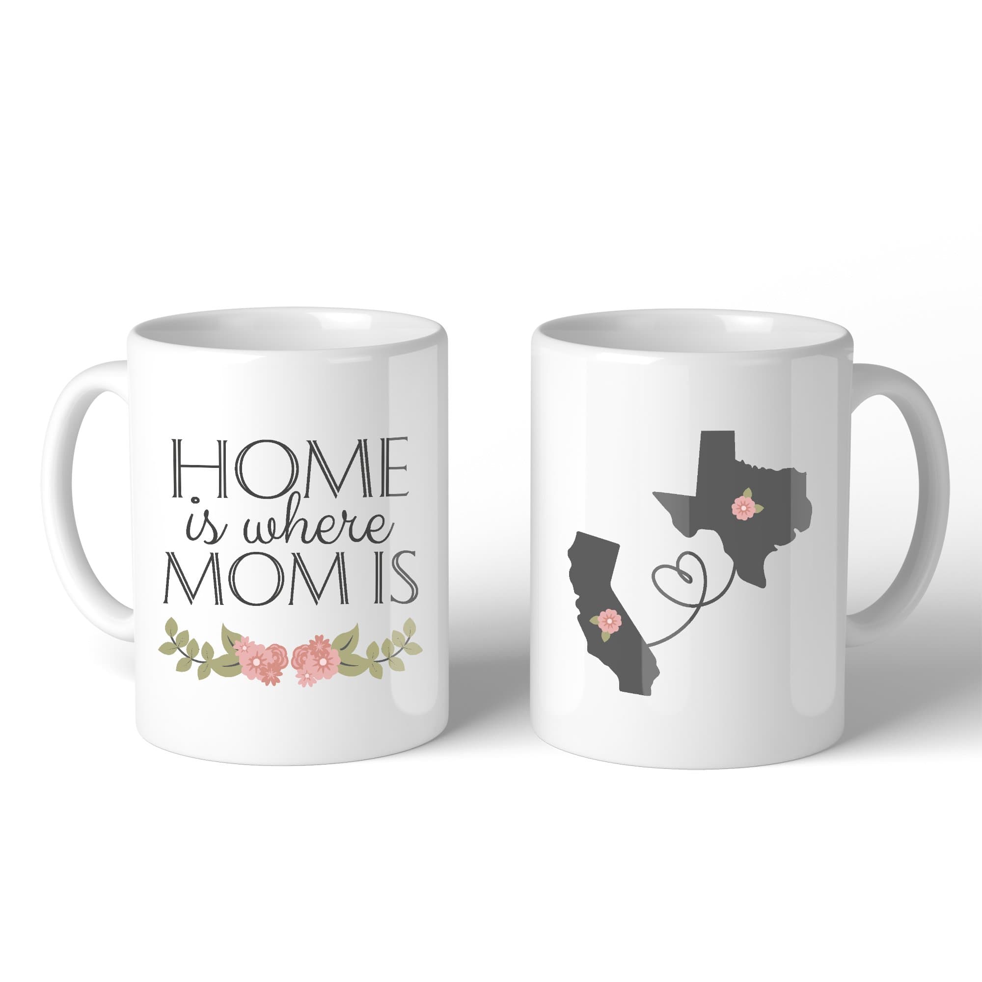 Personalized Long Distance Relationship Ceramic Coffee Mug for Mom - Home Is Where Mom Is