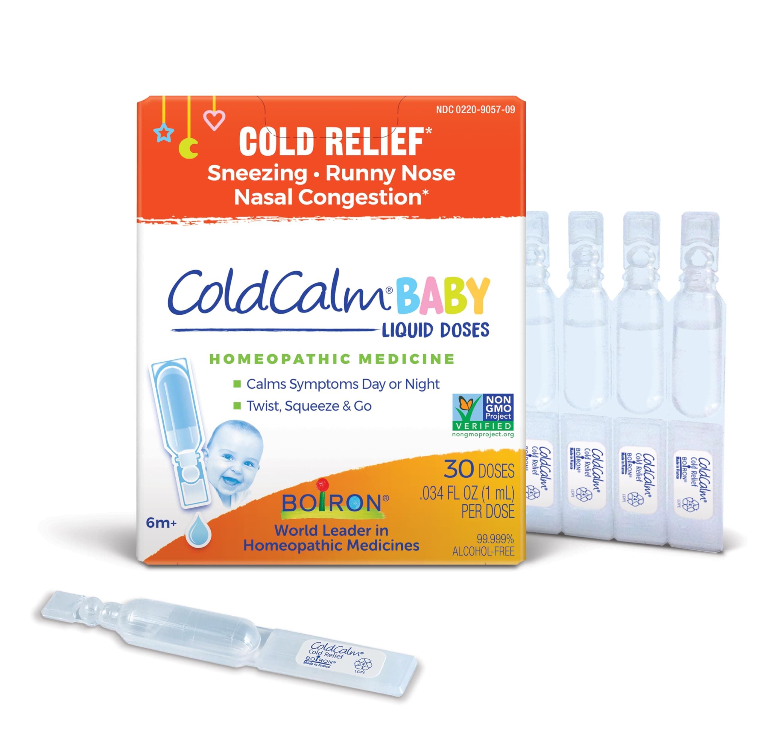 ColdCalm Baby Single-Use Drops for Relief from Cold Symptoms of Sneezing, Runny Nose, and Nasal Congestion - Sterile and Non-Drowsy Liquid Doses - 30 Count