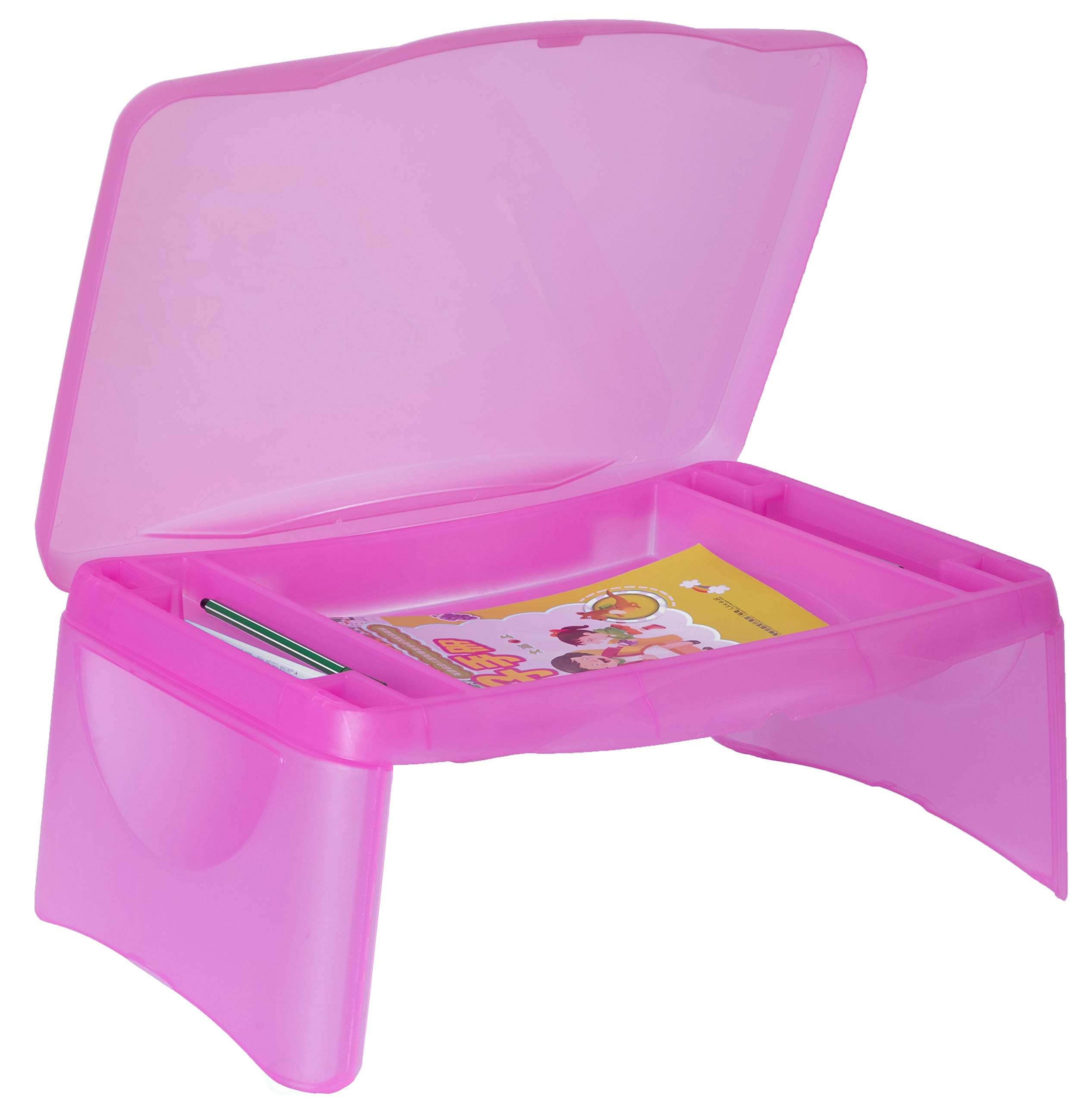 Kids Portable Translucent Plastic Lap Tray, Pink