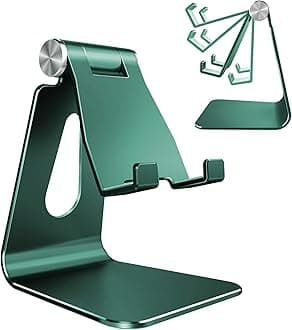 CreaDream Adjustable Cell Phone Stand, Phone Stand, Cradle, Dock, Holder, Aluminum Desktop Stand Compatible with Phone 13 12 11 Pro Max Charging, Accessories Desk, All Mobile Phones, Midnight Green