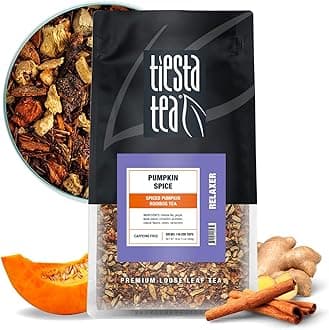 Tiesta Tea - Pumpkin Spice Rooibos Loose Leaf Tea, Premium Caffeine-Free Herbal Infusion, Brew Hot or Iced, Makes up to 200 Cups, Resealable Bulk Pouch, 16 Ounce