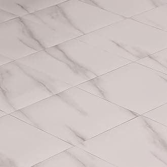 Vinyl Floor Tiles Self Adhesive - 60 Pack To Cover 60 sqf (5.57 sqm) | Each Sticker Tile Size 12x12In (30.5 x 30.5cm) - Peel and Stick Vinyl Floor Tiles | White Marble Effect