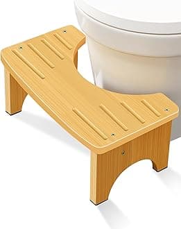 Bamboo Toilet Stool Squat Adult, 6.5 Inch Squatting Potty for Bathroom, Dual Anti-Slip Potty Step Stool for Pooping, Improve Squatting Posture and Comfort for Kids/Adults/Seniors, Wood