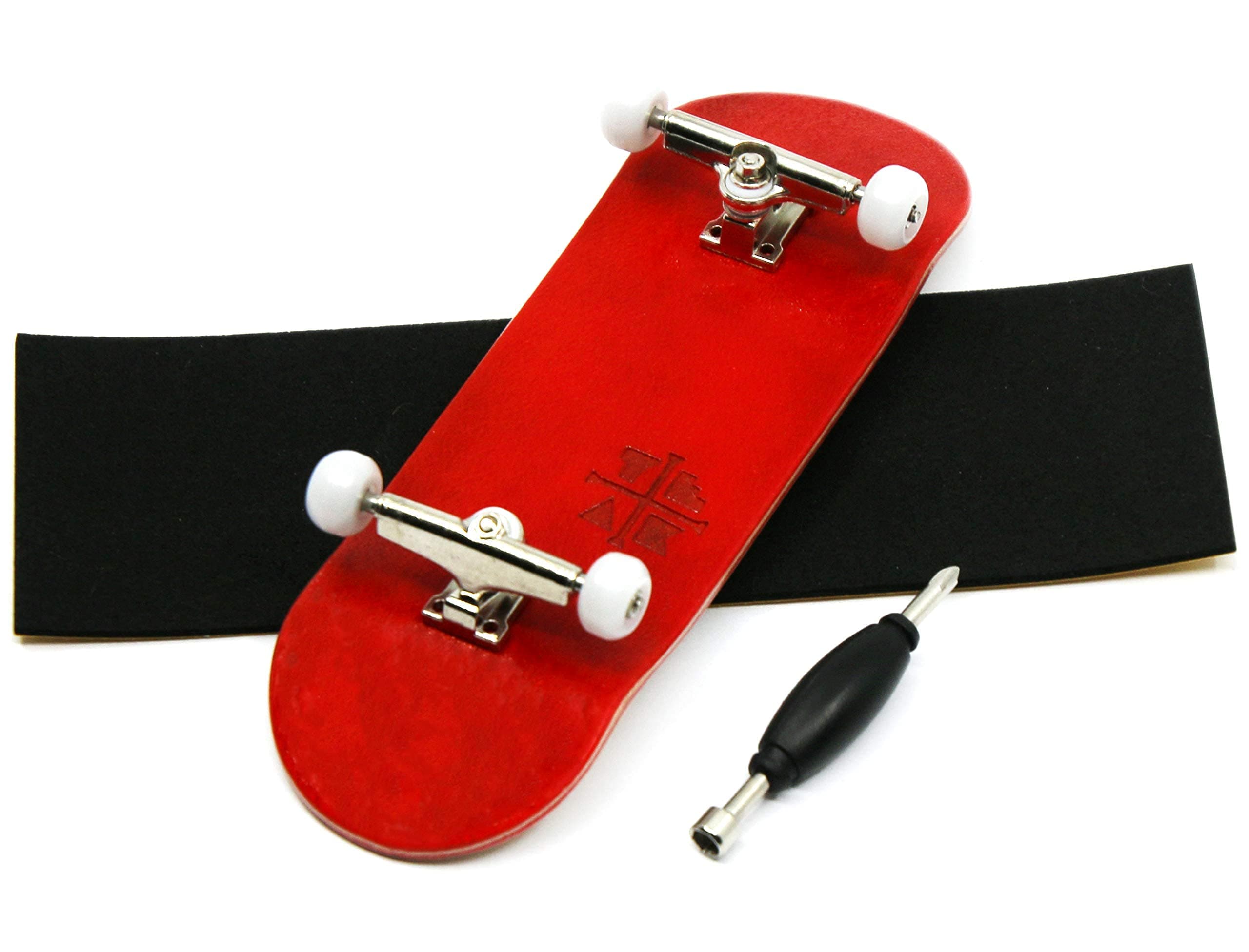 Teak Tuning Prolific Complete Fingerboard with Upgraded Components - Pro Board Shape and Size, Bearing Wheels,Ã‚ and Trucks - 32mm x 97mm Handmade Wooden Board - The Crimson Classic Edition