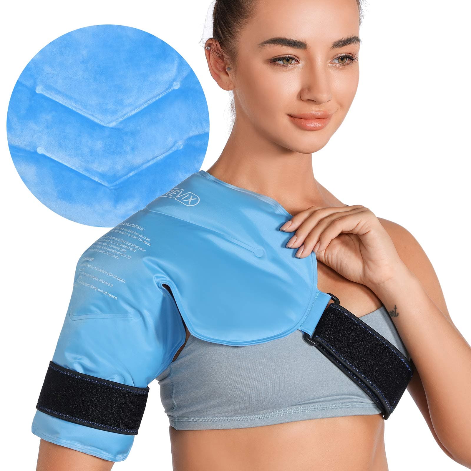 REVIX Shoulder Ice Pack for Rotator Cuff Cold Therapy, Arm Gel Ice Pack for Injuries Reusable, Flexible Cold Compression Wrap for Post-Workout Recovery, Fatigue and Shoulder Discomfort, Blue