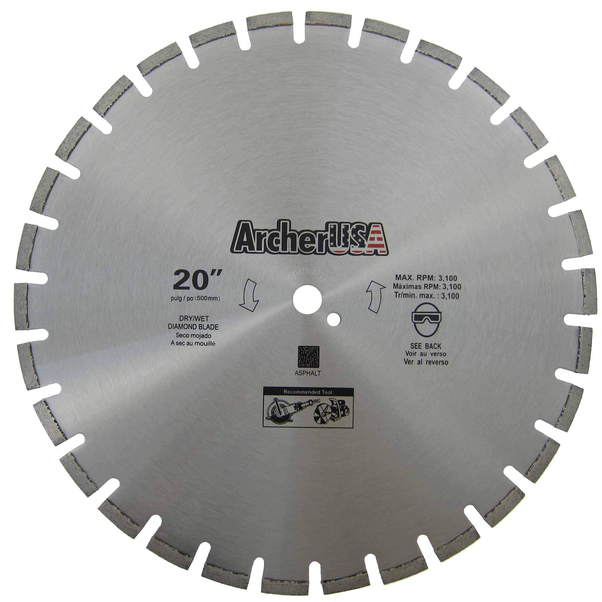 Archer Pro 20" Diamond Saw Blades for Fast Asphalt Cutting and Green Concrete Cutting