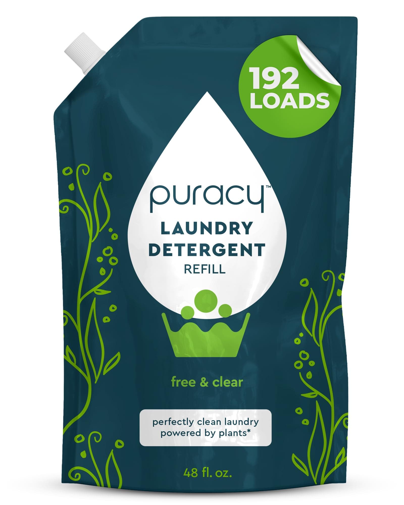 Laundry Detergent Refill - Enzyme-Powered Liquid Detergent Concentrate, Natural Laundry Detergent Seen on TikTok, Non-Toxic (Free & Clear, 48 fl oz, 192 Loads)