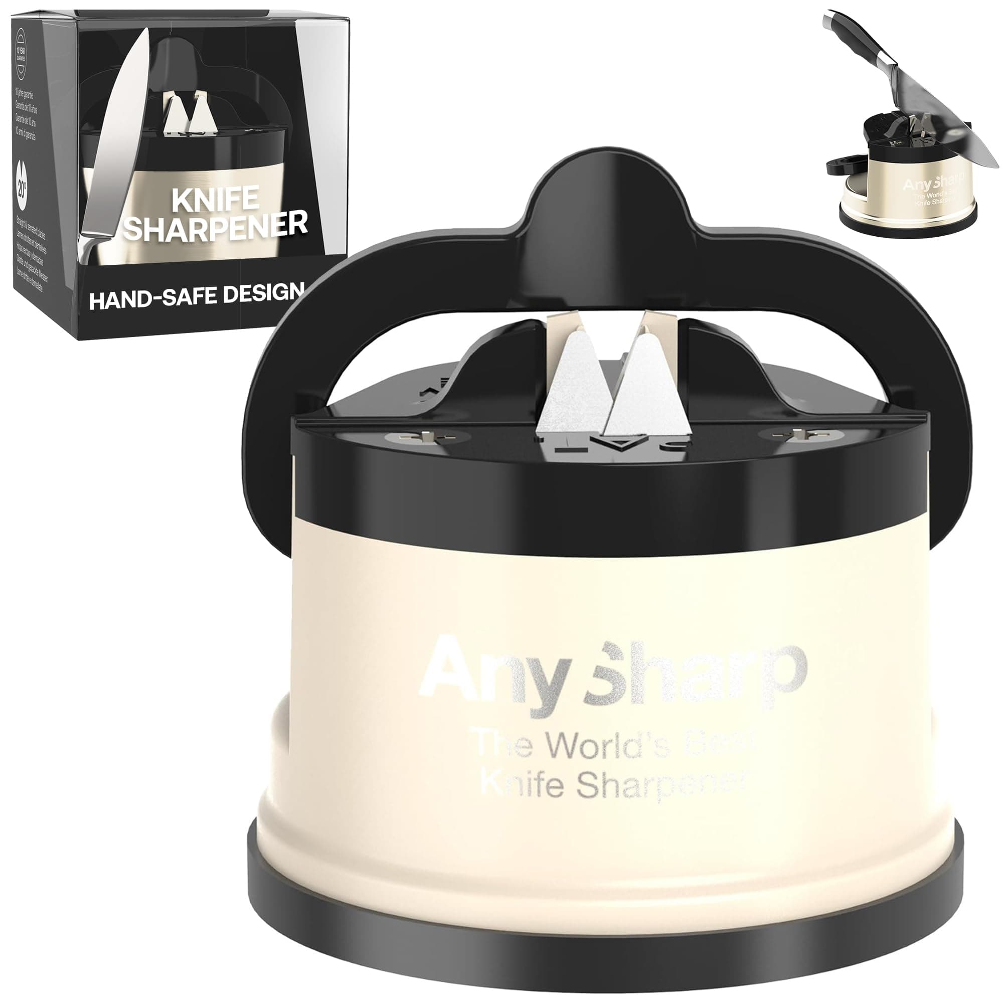 AnySharp Pro Knife Sharpener, Metal, Cream