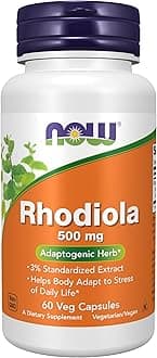 NOW FOODS Rhodiola 500MG 3PCT Extract60 VCAP, 60 CT