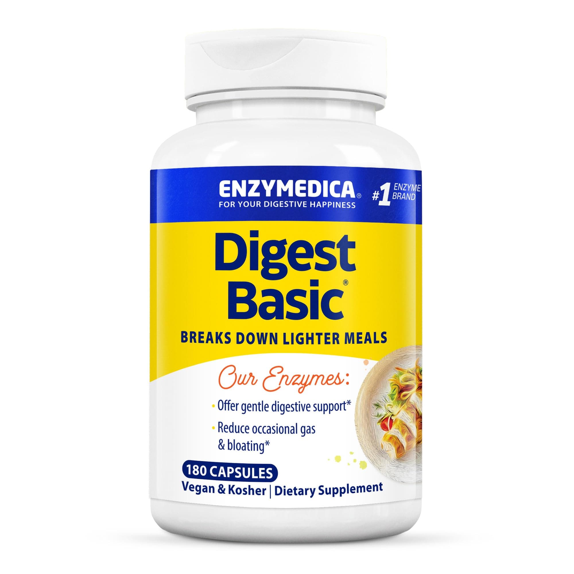 Digest Basic, Dietary Supplement to Support Digestive Relief, Vegan, Gluten Free, Non-GMO, 180 capsules (180 servings)