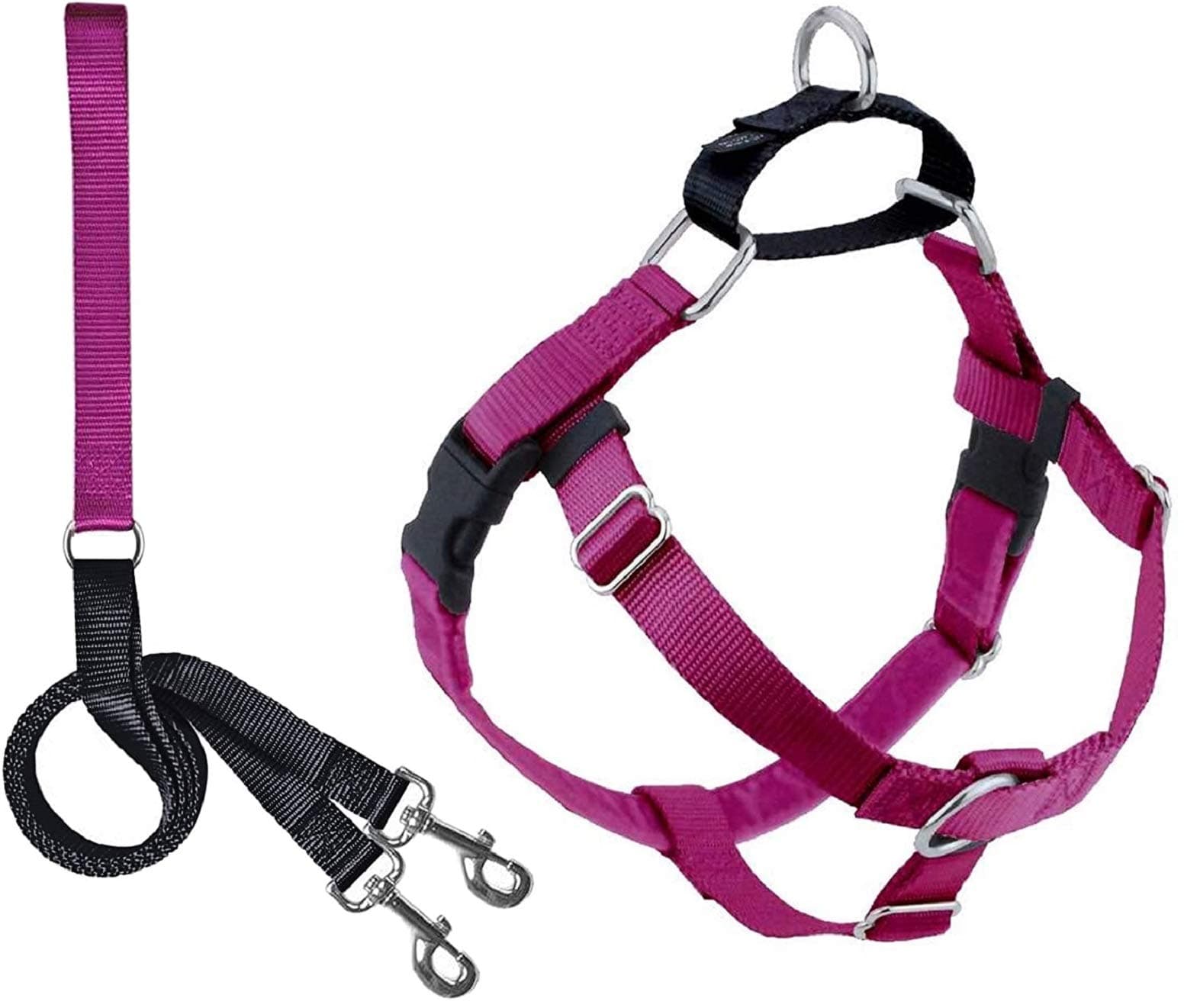 2 Hounds Design - Freedom No-Pull Harness And Leash - Raspberry/Small 5/8"