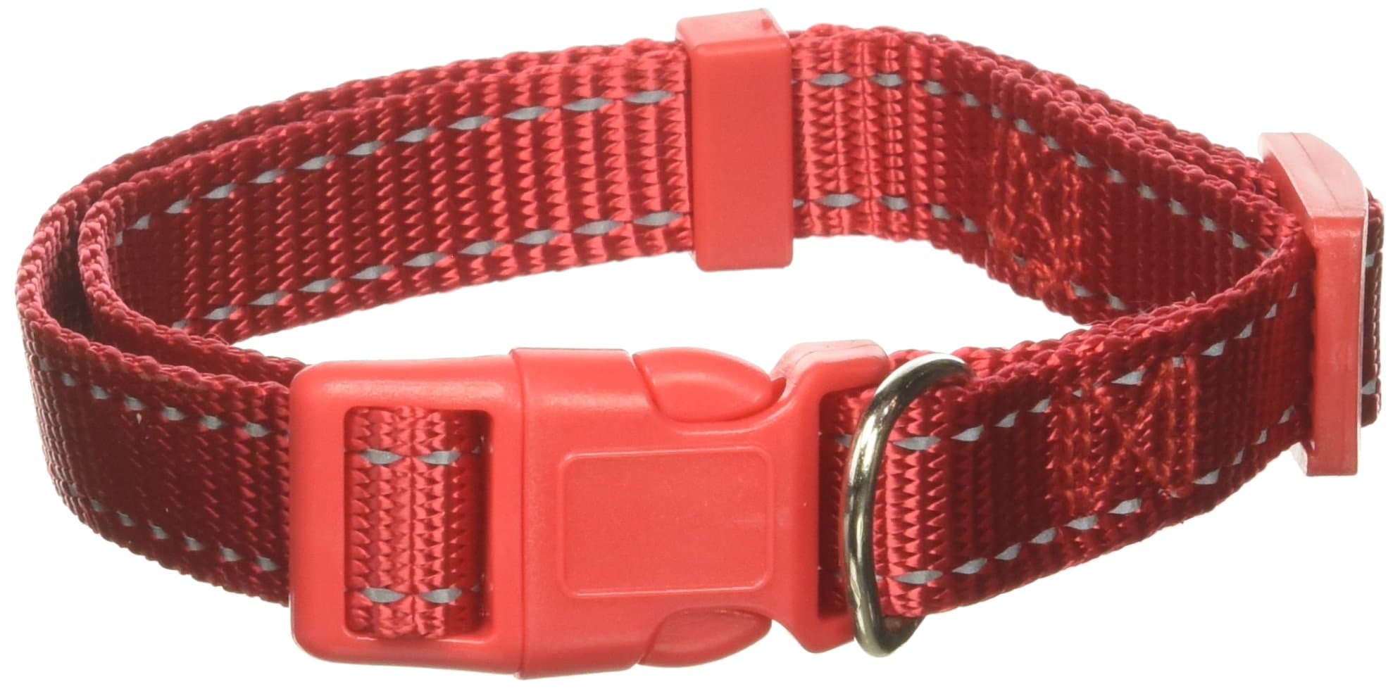 Weebo PetsAdjustable Nylon Dog Collar with Hi-Visibility Reflective Thread (Red, Small)