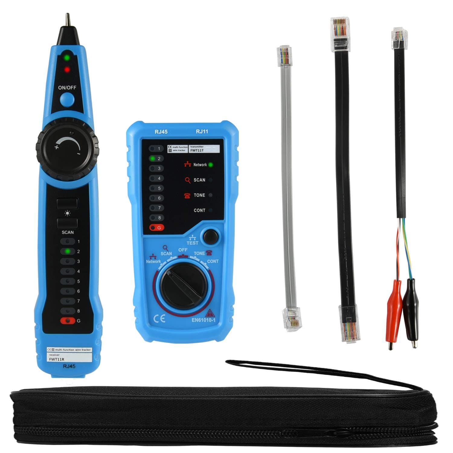Wire Tracker RJ11 RJ45 Cable Toner Line Finder Multifunction Wire Tracer Ethernet LAN Network Cable Collation Telephone Line Tester Continuity Checking with RJ11 Adapter, Toolkit, eBook