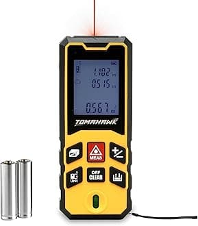 TOMAHAWK® TLM-O-40 Laser Distance Meter Measurer 131Ft/40M with Area, Volume and Pythagoras Measurement - Water and Dust Resistant Laser Measuring Device with Backlit LCD, Battery Included