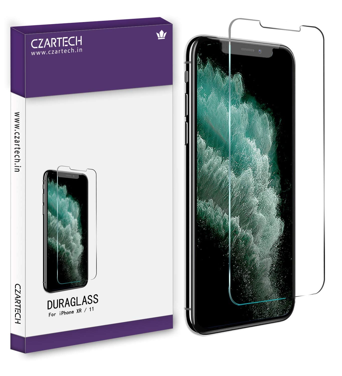 CZARTECH Tempered Glass for iPhone XR/11 Screen Protector with Easy Installation Kit (Pack of 2)