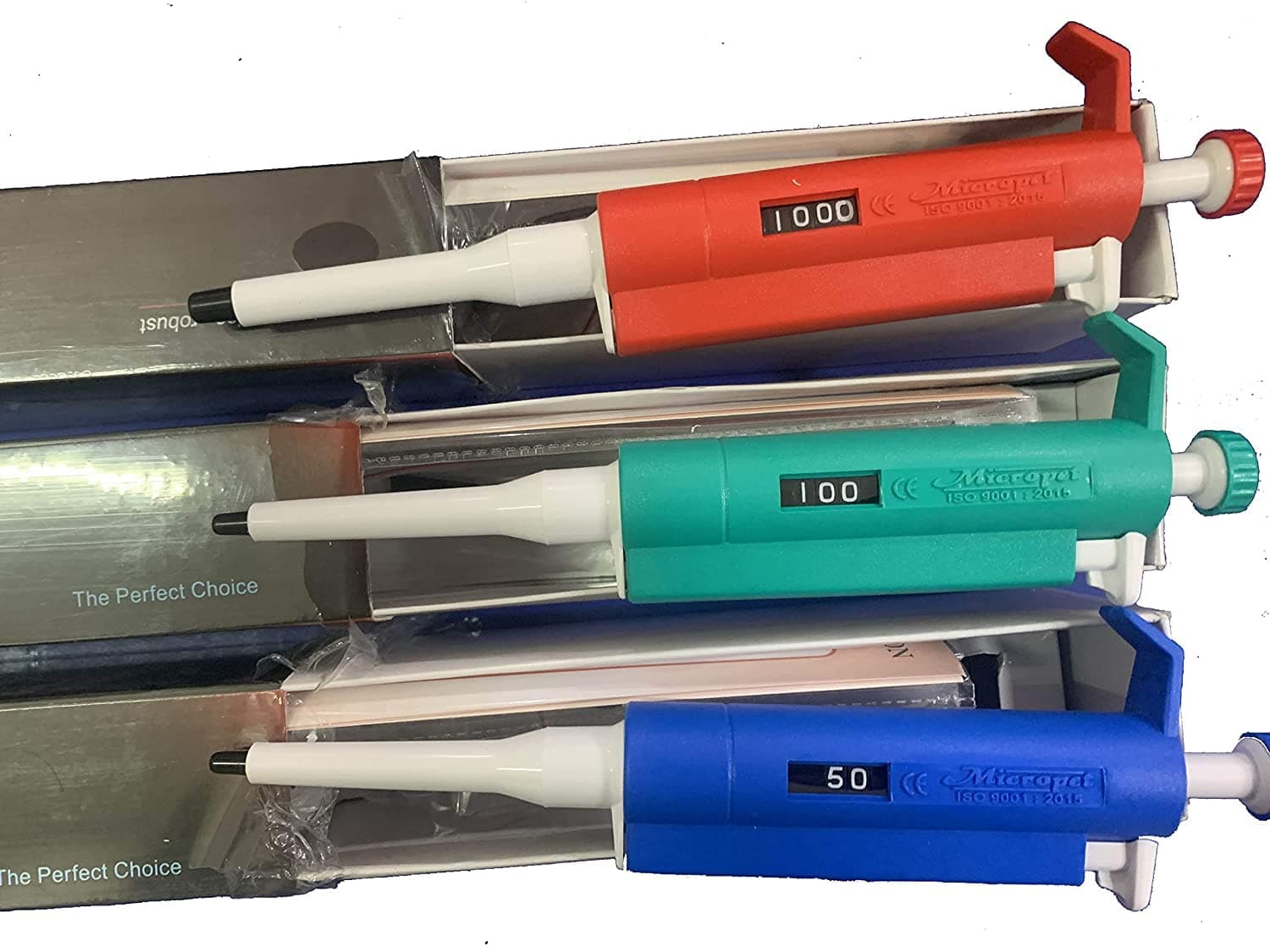 BEXCO Micropipette Set Variable Volume 5-50Ul,10-100Ul,100-1000Ul Set Total 3 No Combo - Plastic, Multicolor