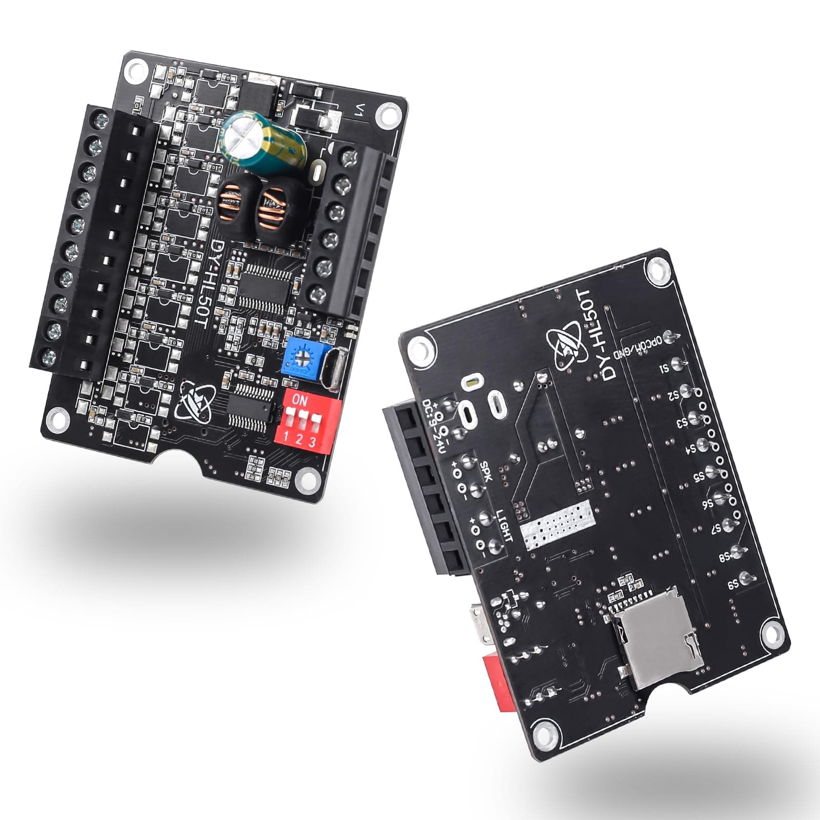 1 Pc 60W Voice Playback Module Support TF Card(32GB Max), PEMENOL DC 9-24V Sound Module Music Player Voice Broadcast Device Support Sound and Light Alarm for Home Alarm Voice Broadcast Module