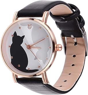 Women's Watches, Cute Cartoon Cat Wrist Watches Girls, Simple Harajuku Style Belt Quartz Women's Watch, for Girls Ladies Women Students, Creative Quartz Wristwatches Woman Bracelet