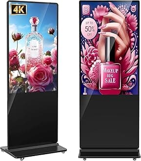 – 55 inch 4K Digital Display Screen, Digital Signage Display Kiosk, Portable Vertical Monitor, IPS LCD Screen Media Player, Support WiFi, HDMI, USB