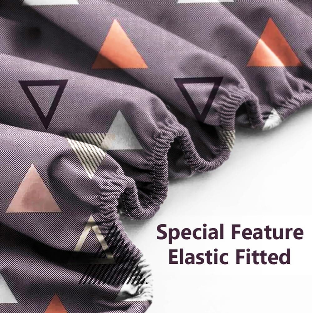 BSB HOME Premium Cotton Elastic Fitted Bedsheets with 2 King Size Pillow Covers | Double Bed with All Around Elastic 180 TC Supersoft | Size - 72 King Sizex78+10 inches | Blue,White & Orange