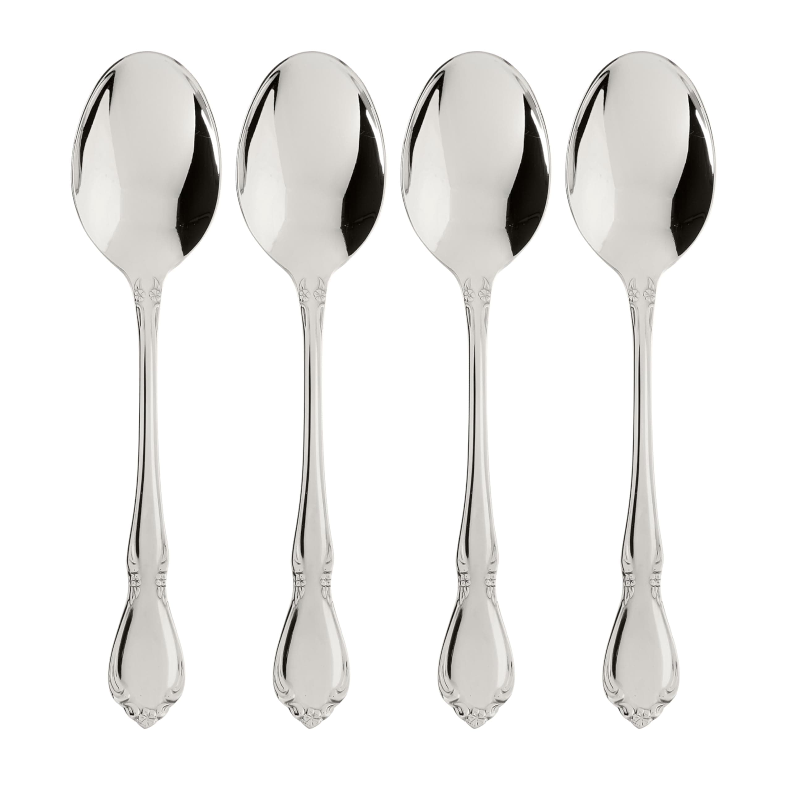 Silverware, Chateau Fine Flatware Dinner Spoons, Service For 4, Dishwasher Safe, 18/10 Stainless Steel, Rust Resistant, Home and Kitchen Utensils, Dinner Spoon (Silver, 4 Piece)