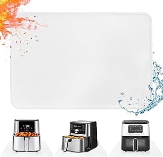 Heat Resistant Mat for Air Fryer, 16 x 20in Heat Resistant Mat for Countertop, Fireproof Silicone Countertop Protector Appliance Slider for Air Fryer, Coffee Maker, Toaster, Oven White
