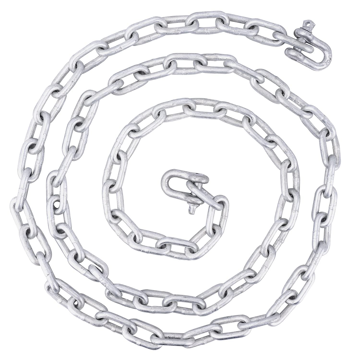 Galvanized 5/16" Anchor Chain 2 PCS 3/8" Anti-Off Shackles, Boat Anchor Chain, Anchor Chains for Boats, Galvanized Chain with Shackles