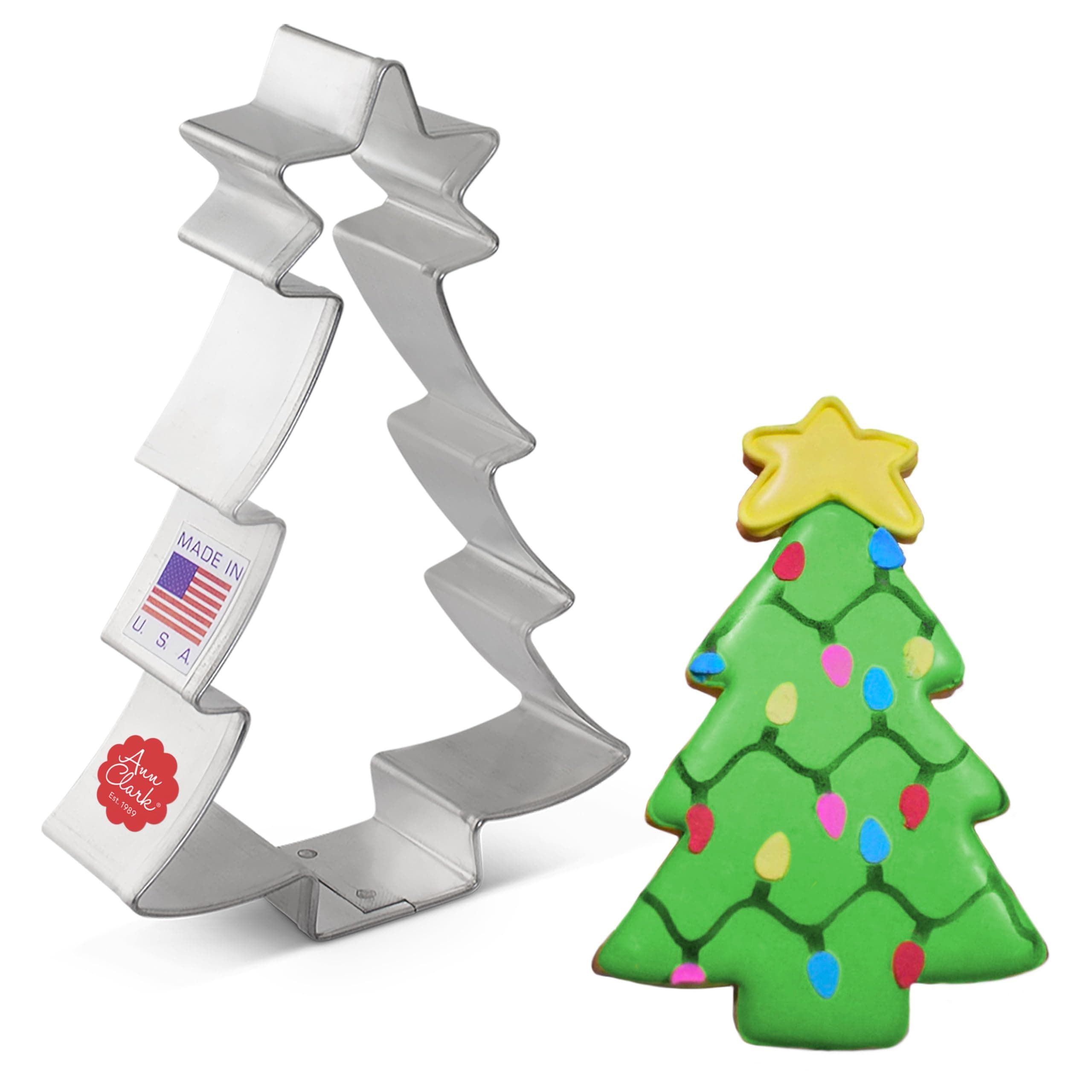 Christmas Tree with Star Cookie Cutter, 4.5" Made in USA by Ann Clark