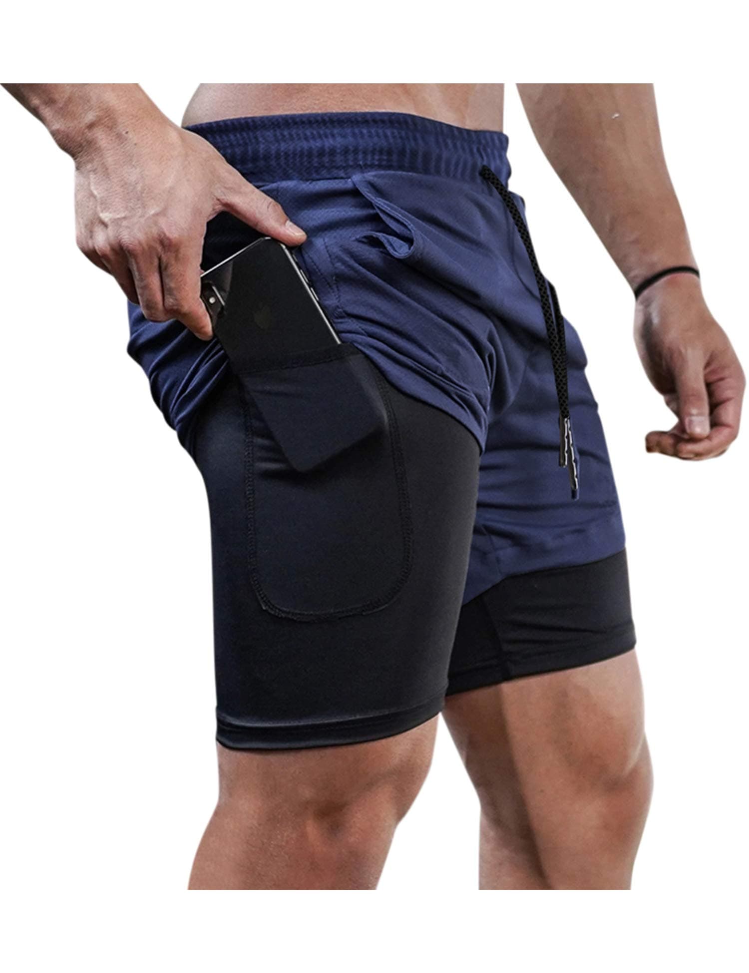 COOFANDY Men's 2 in 1 Active Short Elasticity Lightweight Quick Dry Jogger Shorts