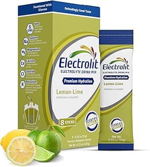 Electrolytes Powder Packets, Lemon Lime 8 Pack, Powdered Hydration Packets for Dehydration & Rehydration, Post Workout Flavored Hydrating Drink Mix, Gluten Free Daily Water Enhancer Sticks